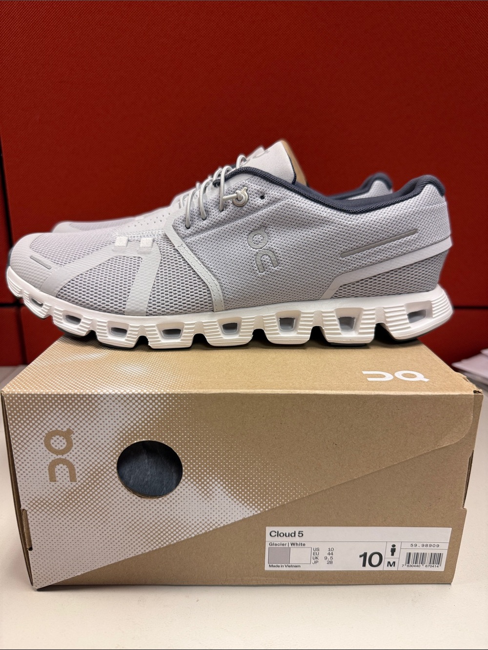 On Running Cloud 5 Men's Running Shoes - Glacier/White with Dark Trim